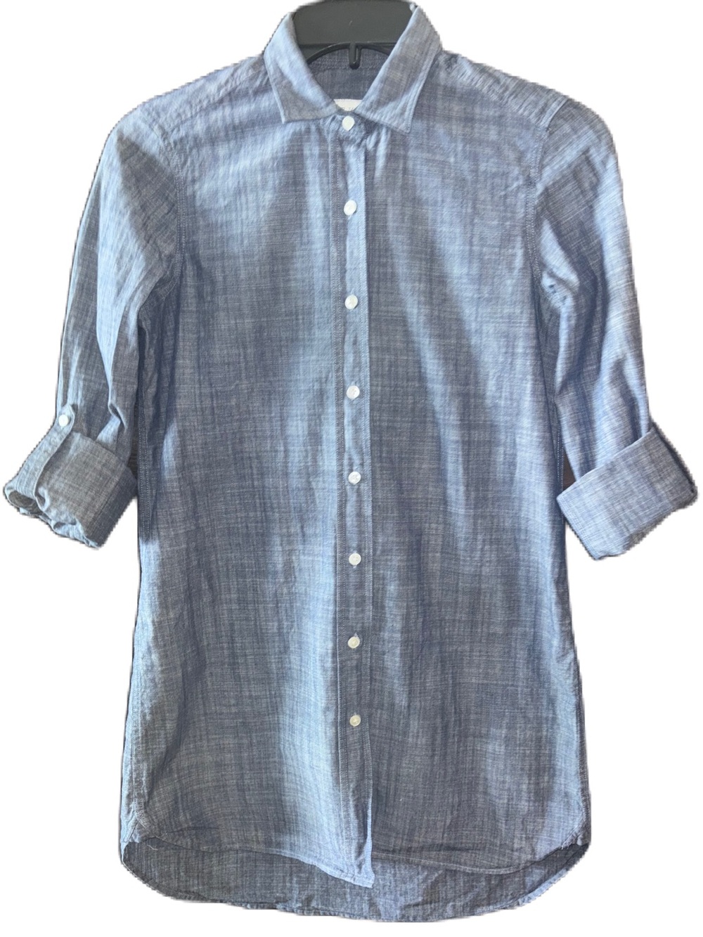Peter Millar Blue Chambray Button-Down 3/4 folded sleeve Tunic Shirt Women’s XS